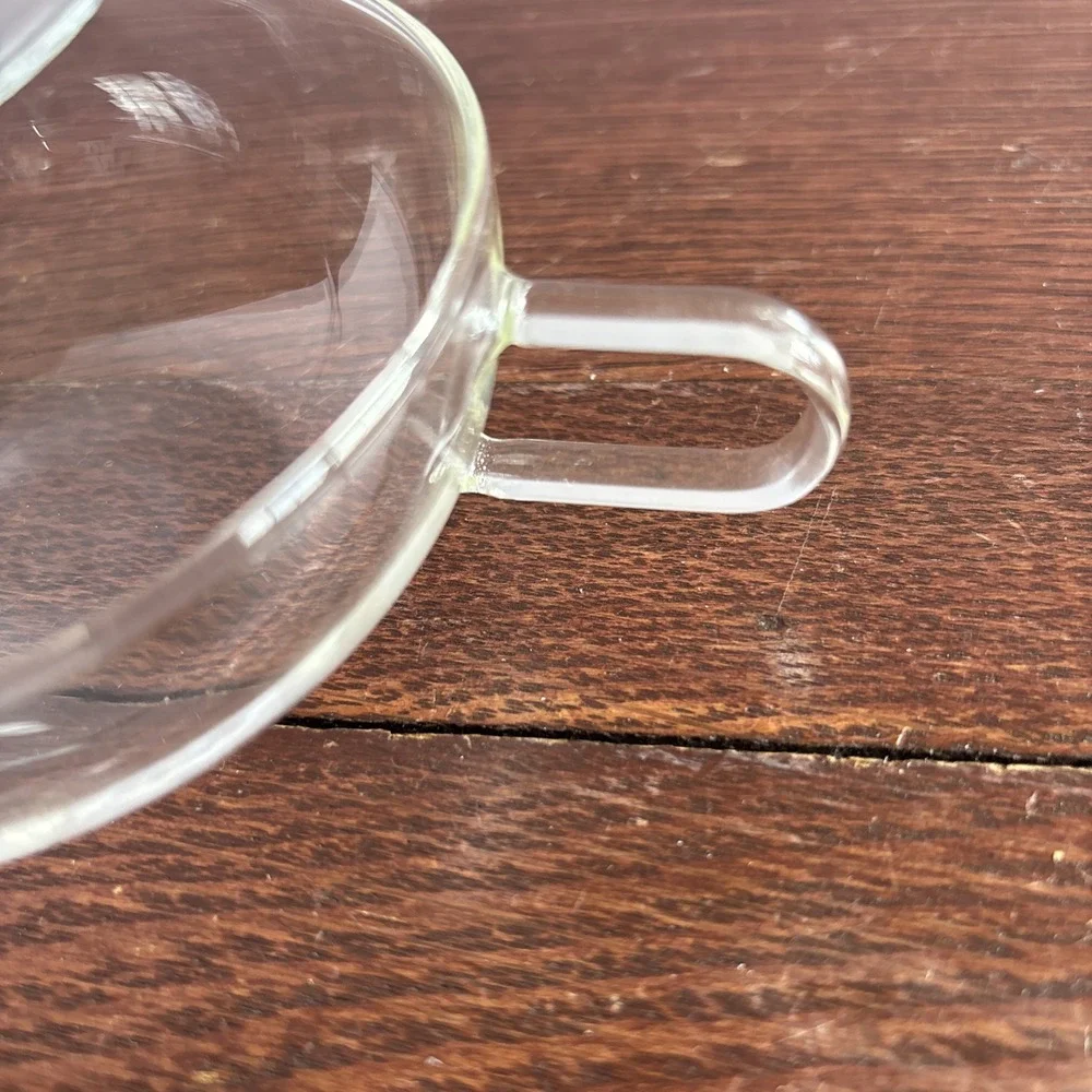 Tea Forte Tea Cup Sontu Artisan Handblown Clear Glass w/ Large Saucer 6 oz‎